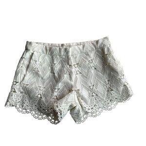Maje Ikita Milky White Lace Scalloped Mini Shorts Size 34 Lined